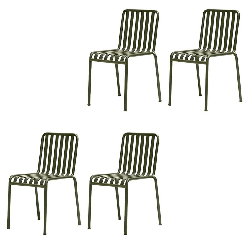 Moderner Gartenstuhl Grün Offene Rückenlehne Mit Armlehne Patio Esszimmer Armlehnenstuhl - 22"L x 19"B x 31"H 4-teiliges Set