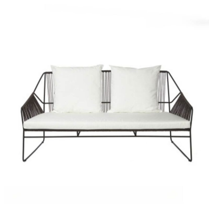 Wasserfeste schwarze Legierungsloveseat für 2 Personen mit Kissen und trendigem Kissen, Loveseat
