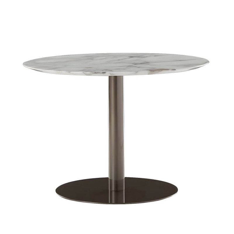 Moderner geometrischer wasserdichter Hof Tisch Metallbasis Outdoor Tisch - Nur Tisch Rund Marmor 80 x 80 x 75 cm