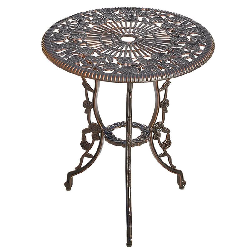 Französischer Landhaus-Patio-Tisch im Freien Aluminiumrahmen Beistelltisch - Rotbrauner Tisch nur 24"L x 24"B x 25"H