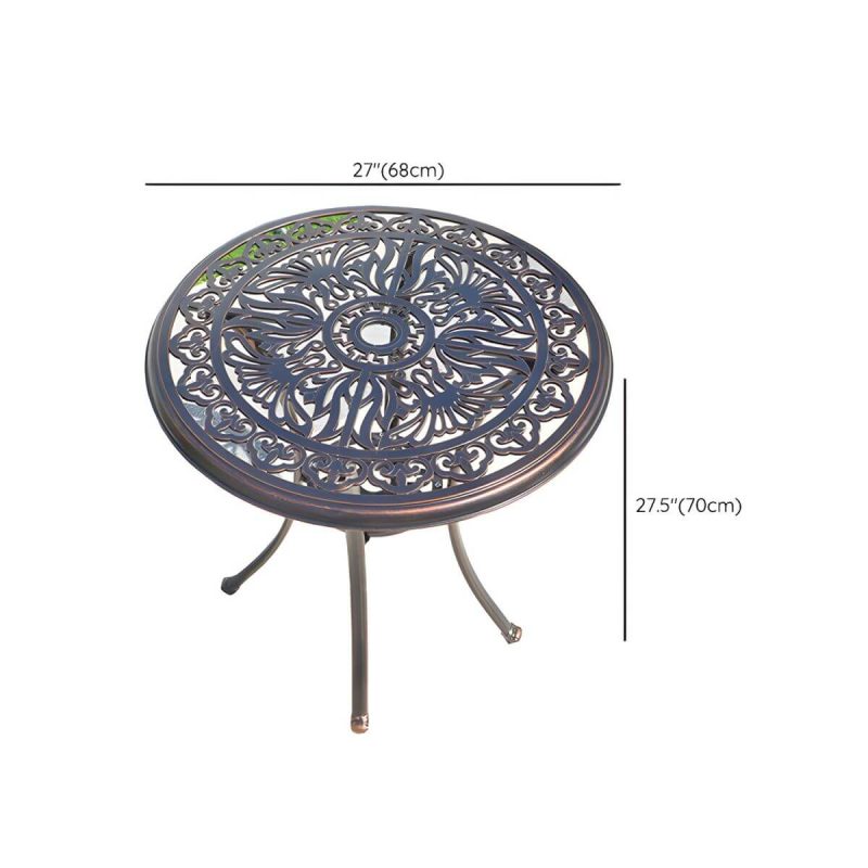 Dimension of Französischer Landhaus-Patio-Tisch im Freien Aluminiumrahmen Beistelltisch - Nur Tisch 27"L x 27"B x 27,5"H Braun