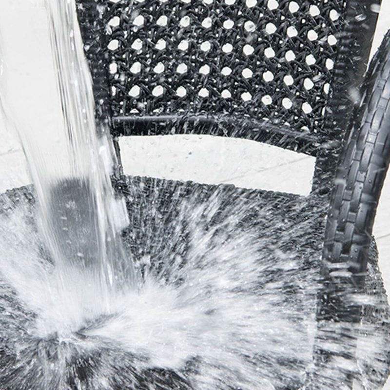 Outdoor-Esstisch mit Polymer-Verbundsitzen, wetterfeste Tintentischplatte, 5-teiliges modernes Set mit Stühlen und Tisch, Hochglanzschwarz, 63"L x 35,5"B x 28,3"H, Tisch & 4 Stühle