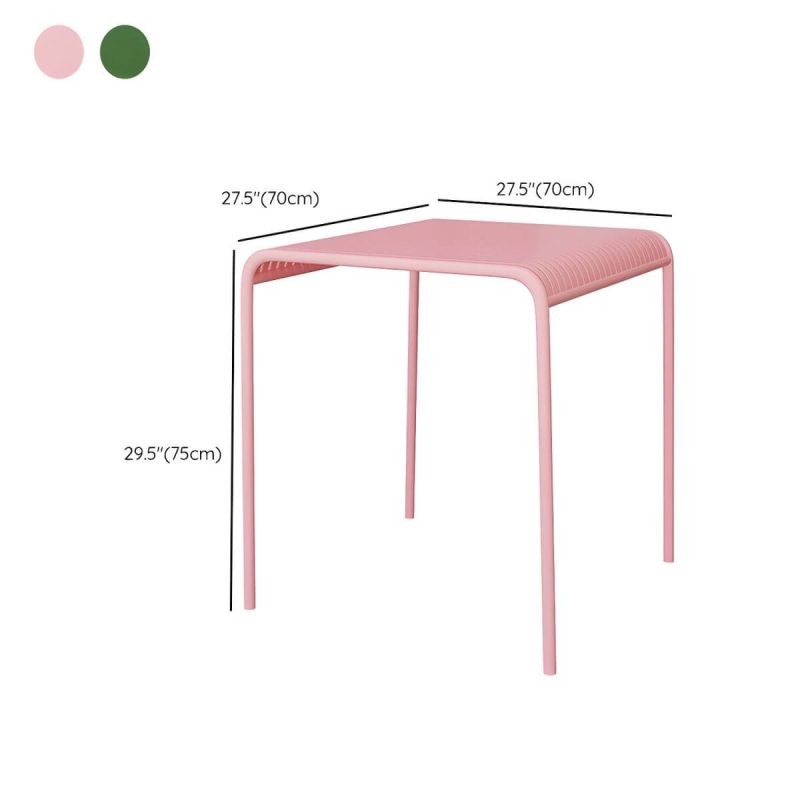 Dimension of Eleganter Eiserner Terrassen-Esstisch im modernen Stil mit UV-beständigem und nicht faltbarem Design - Nur Tisch 70 x 70 x 75 cm Pink