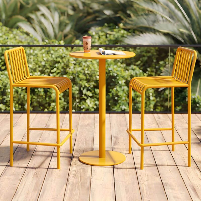 Outdoor-Tisch mit Sockelbasis Metalltisch - 24" B X 24" L X 41" H - Nur gelber Tisch