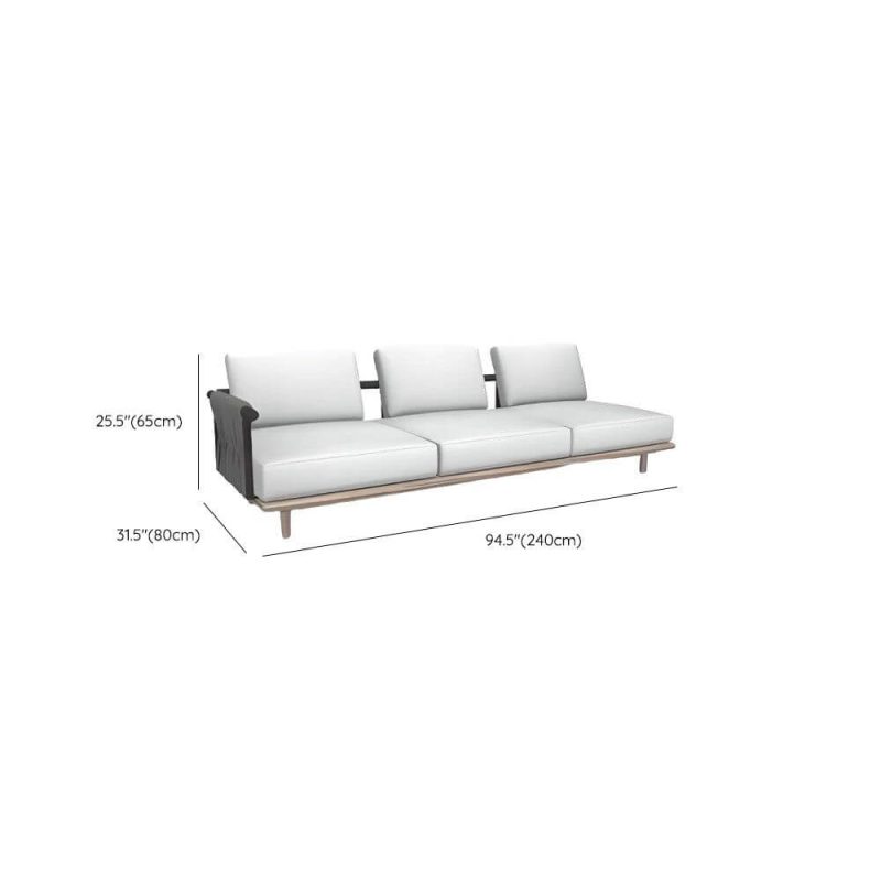 Dimension of Wood Color Teak Sofa, Waterproof for 3 People with Pillow, Trendy Style and Cushion, 3-Seater Corner Sofa