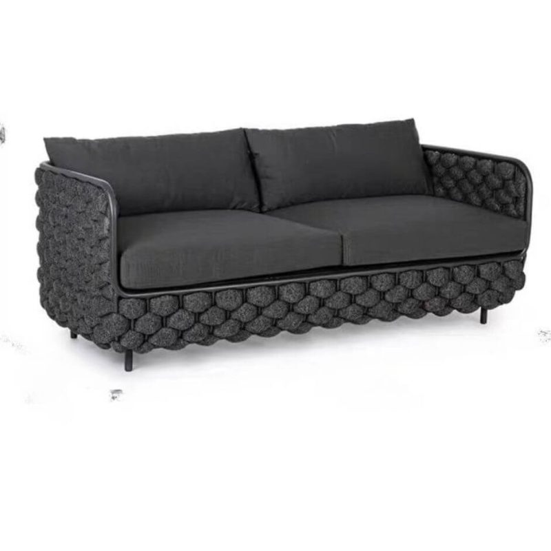 Trendiges schwarzes Alloy Loveseat für 2 Personen mit Kissen, UV-beständiger Polsterung, Loveseat