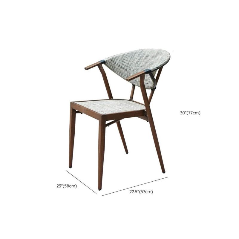 Dimension of Art Deco Stackable Aluminium Outdoor Arm Chair in Auburn - 1 Chair, Brown, Armchair, 23"L x 22"W x 30"H