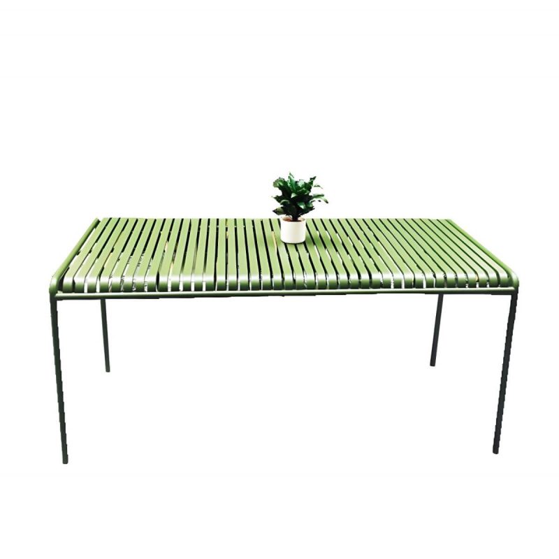 Zeitgenössischer Metall-Patiotisch in rechteckiger Form in Grün - Nur Tisch 63"L x 31,5"B x 29,5"H