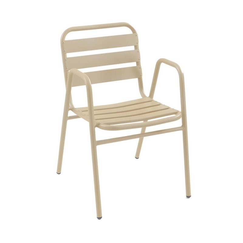 Metallische Outdoor-Esszimmerstühle Moderne stapelbare Patio-Esszimmerstühle wasserabweisend - Natürliche Finish 1 Stück