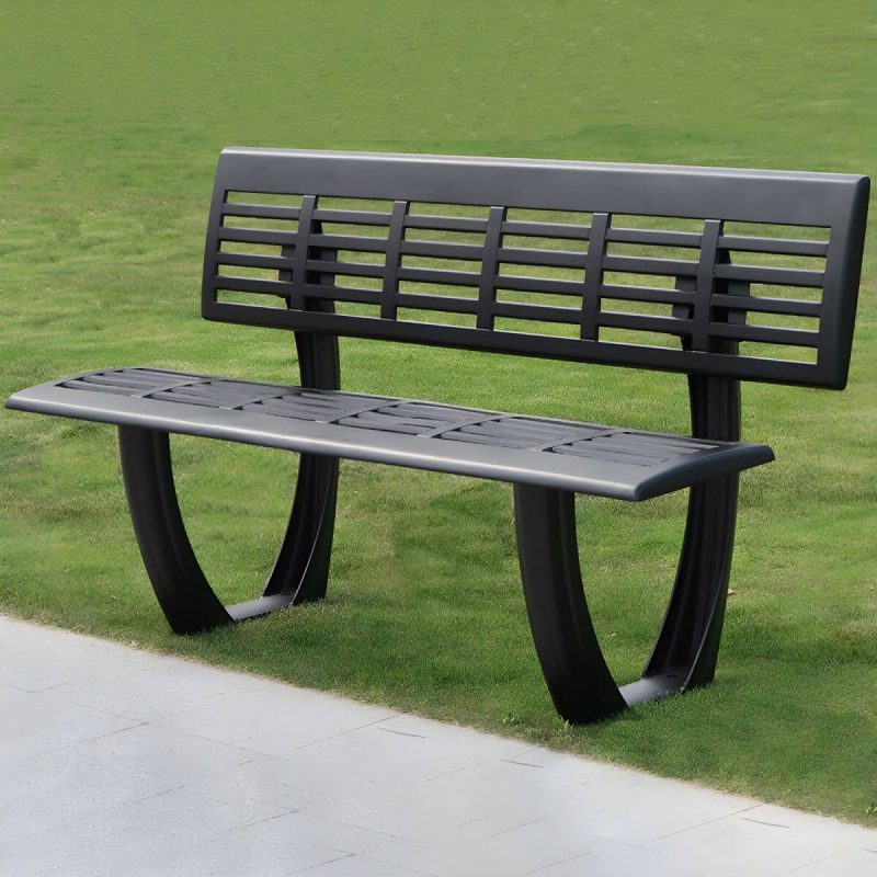 Industrieller Rücken Outdoor Bank Matte Parkbank 47,2"/59" in Aluminium - 47"L x 22"B x 34"H