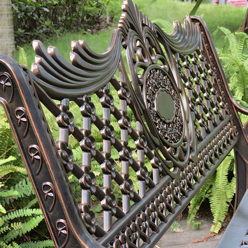Moderne Metall-Gartenbank mit Beinen, wasserbeständig für den Außenbereich - Weiß 51"L x 25"B x 33"H