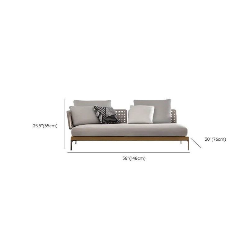 Dimension of Waterproof Light Gray Teak Loveseat with Pillow for 2, Trendy Style and Cushion, 2-Seater Corner Sofa
