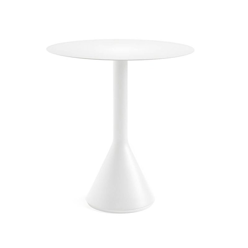 Weißer Metall-Patio-Tisch im zeitgenössischen Stil, wasserbeständig für den Außenbereich - Nur Tisch 60 cm L x 60 cm B x 75 cm H Rund