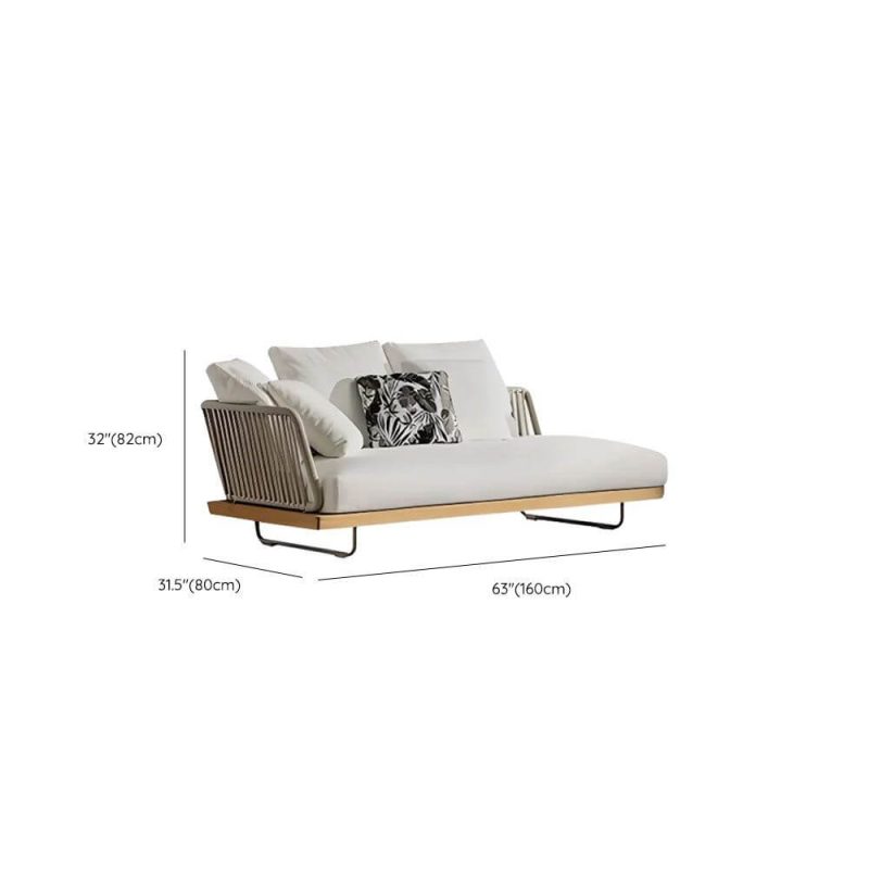 Dimension of Waterproof Black Alloy Loveseat for 2 with Pillow and Cushion in Trendy Style, Right Corner Sofa