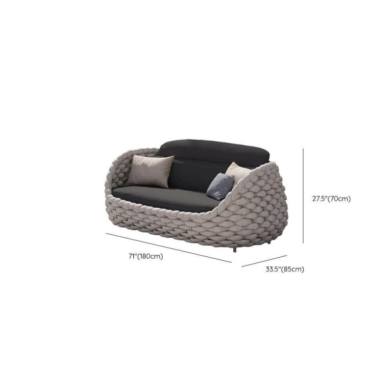 Dimension of Trendy Gray Alloy Sofa for 3 People with Pillow, UV Resistant Cushion, 3-Seater Sofa