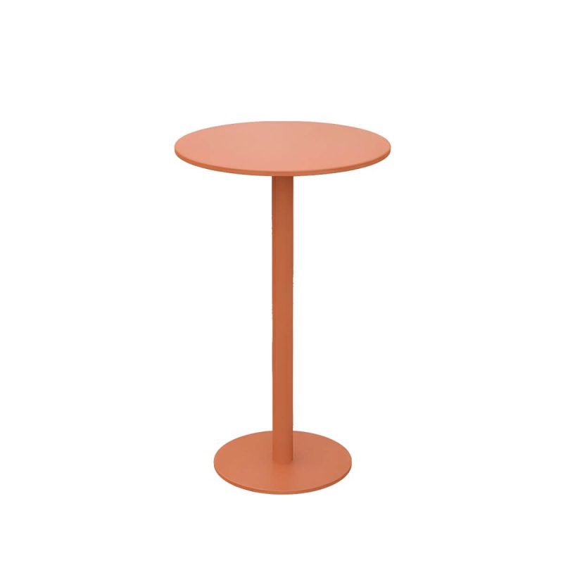 Runder moderner Metall-Bartisch ohne Sonnenschirmloch - wasserdicht und langlebig - Nur Tisch 23,6"L x 23,6"B x 41,3"H Rot