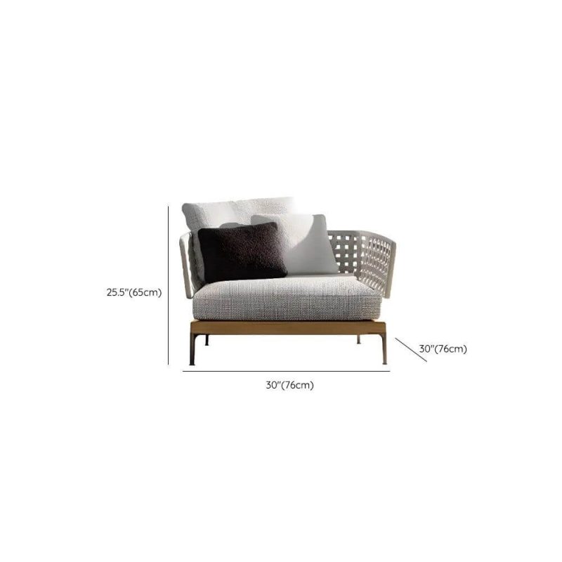 Dimension of Waterproof Light Gray Teak Sofa with Pillow for 1, Trendy Style and Cushion, 1-Seater Sofa