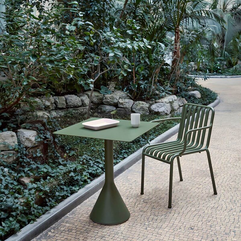 Industrieller grüner Esstisch Metall-Gartentisch mit Säulenfuß - 19,7"L x 19,7"B x 41,3"H Nur runder Tisch