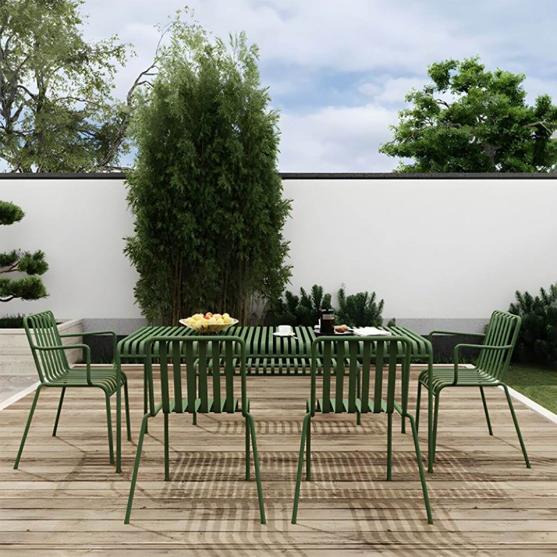 Moderner Gartenstuhl Grün Offene Rückenlehne Mit Armlehne Patio Esszimmer Armlehnenstuhl - 22"L x 19"B x 31"H 4-teiliges Set