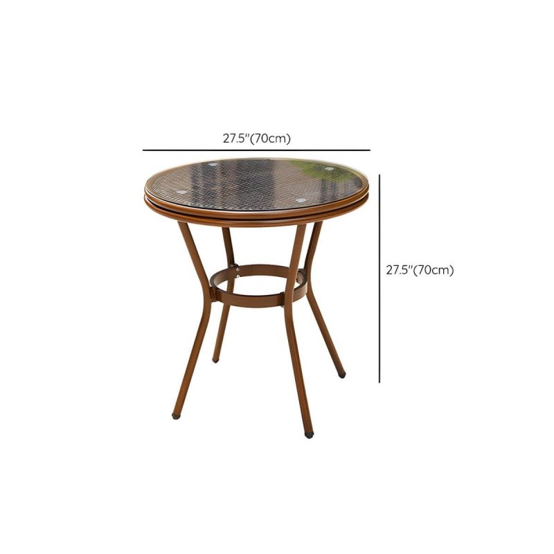 Dimension of Rattan Dining Table Contemporary Outdoor Table with Metal Base - Table Only 27.6"L x 27.6"W x 27.6"H