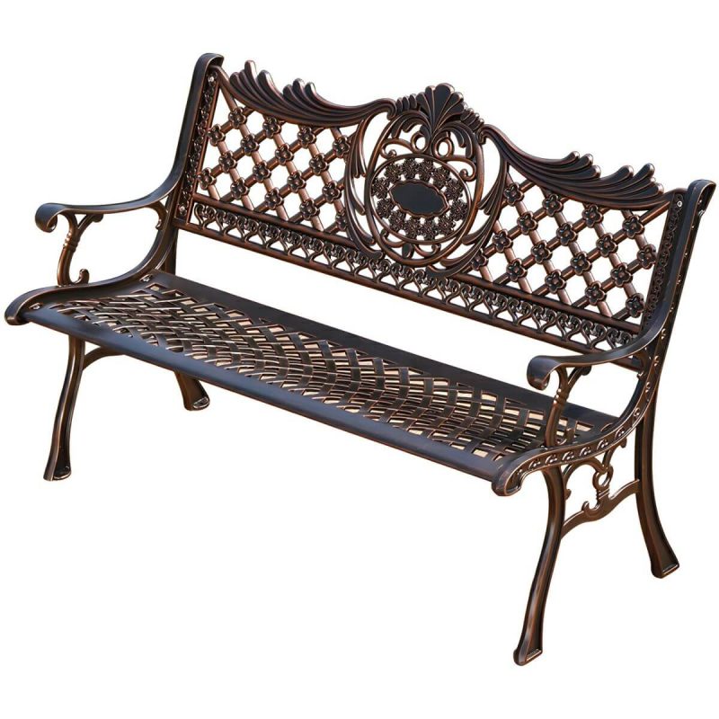 Bohemian Metall Parkbank mit wasserdichtem Design und geschwungenen Armlehnen - Kupfer 39"L x 24"B x 34"H