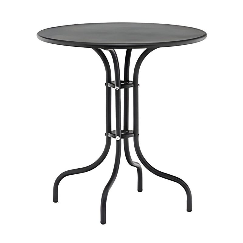 Metall-Patio-Tisch im zeitgenössischen Stil, wasserbeständig in Weiß - 27,6"L x 27,6"B x 28,3"H Rund