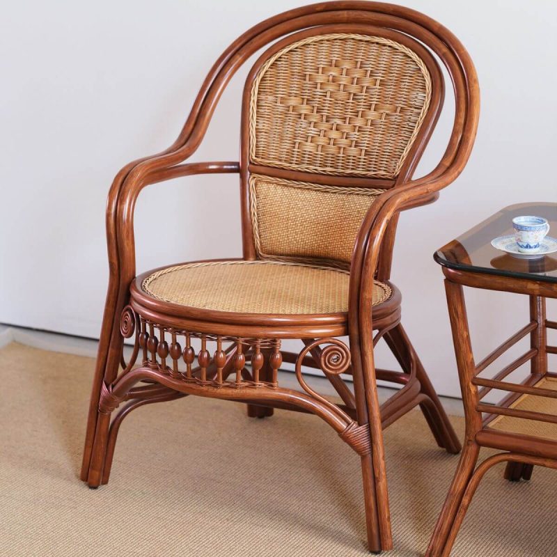 Casual Regenfester Rattan-Rücken Orange Patio Armlehnenstuhl mit 1 Stuhl, Karamell
