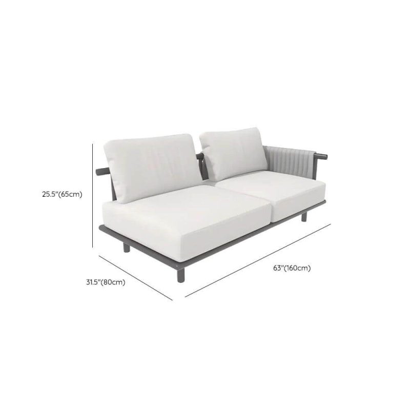 Dimension of Waterproof Light Gray Alloy Loveseat with Pillow for 2, Trendy Cushion, 2-Seater Corner Sofa