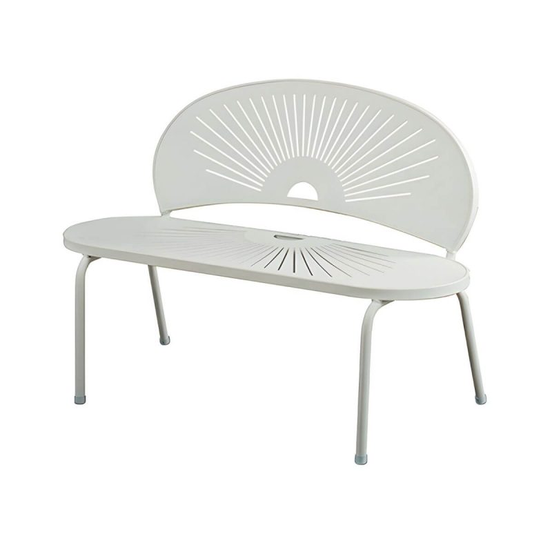 Wasserfeste Parkbank im skandinavischen Stil mit Aluminium-Sitzfläche und Rückenlehne - Weiß 120 x 63 x 85 cm