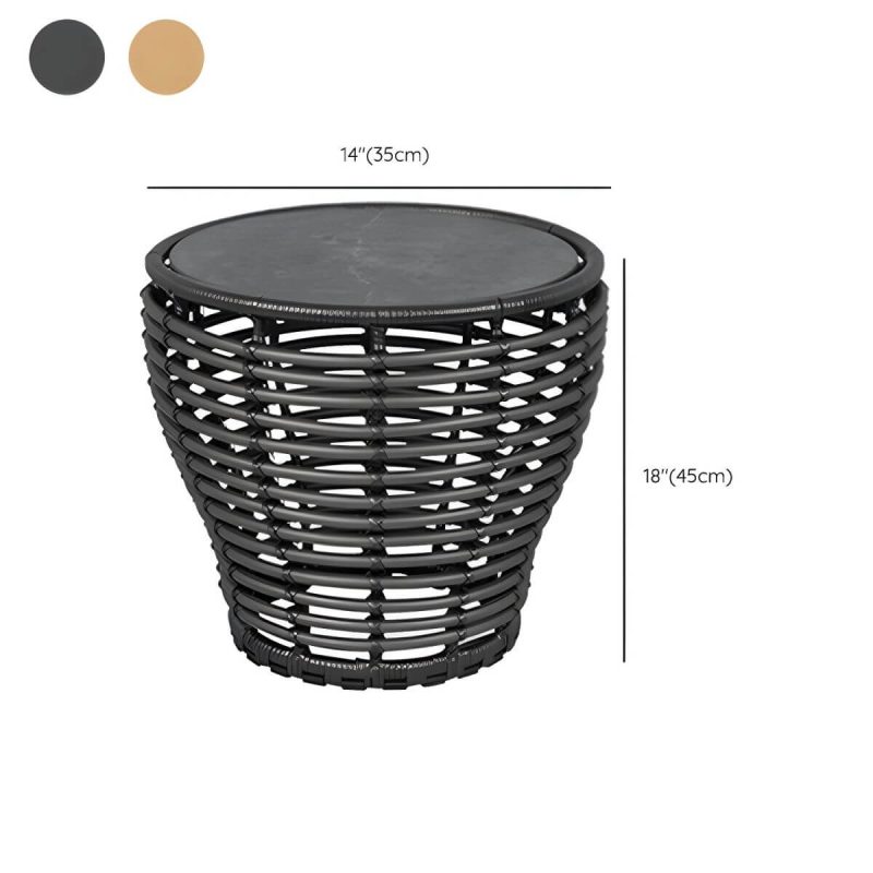 Dimension of Contemporary Style Glass Chat Table Round Shape in Black/Brown - Table Only 14"L x 14"W x 18"H Gold
