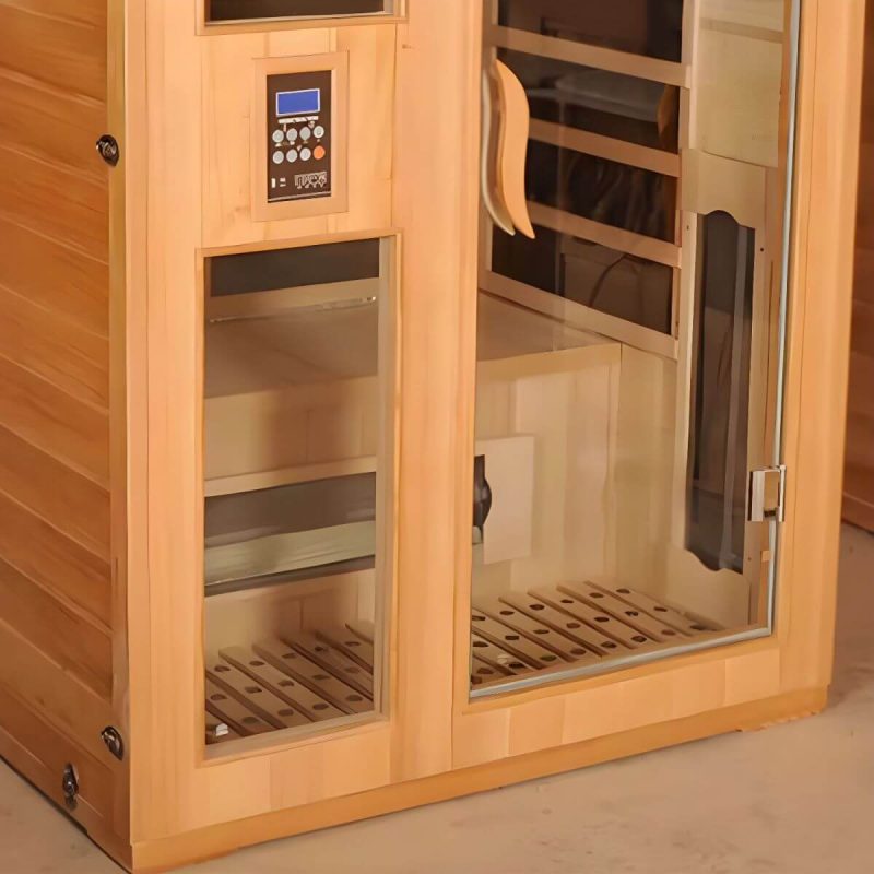 Entspannen und Erholen Sie sich in unserer 1-Sitz Hemlock FAR Infrarotsauna mit LED-Beleuchtung und Bluetooth - 47"L x 43"B x 75"H