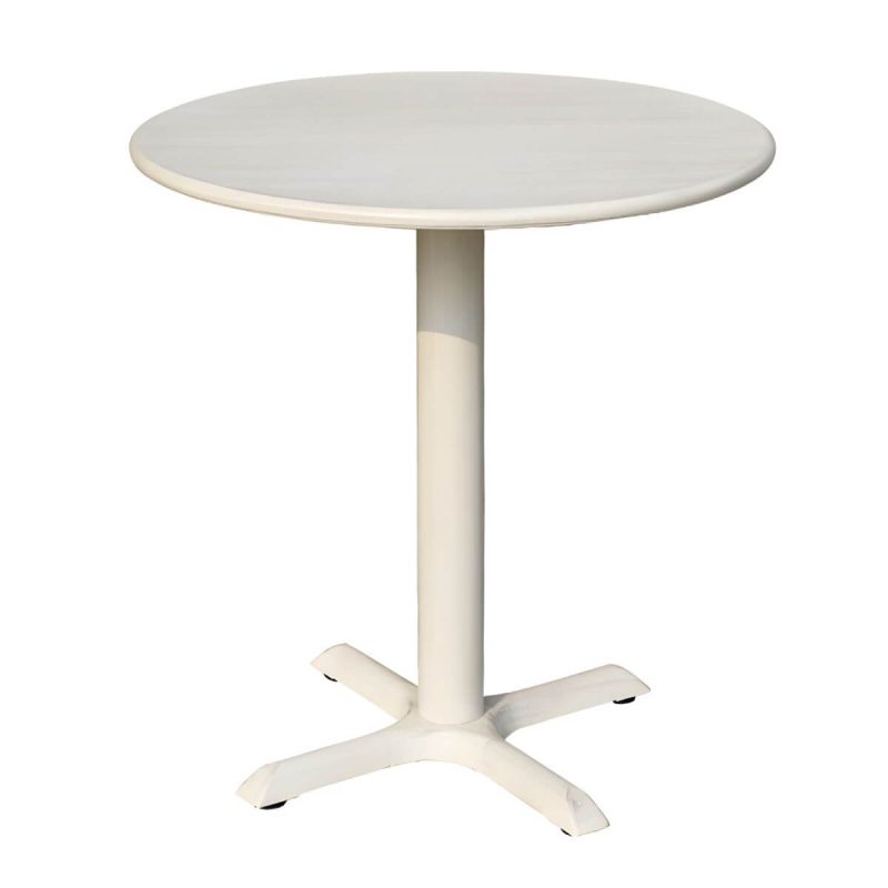 Moderner geometrischer wasserdichter Hof Tisch Metallbasis Outdoor Tisch - Nur Tisch Rund strukturiert Weiß 70 x 70 x 70 cm