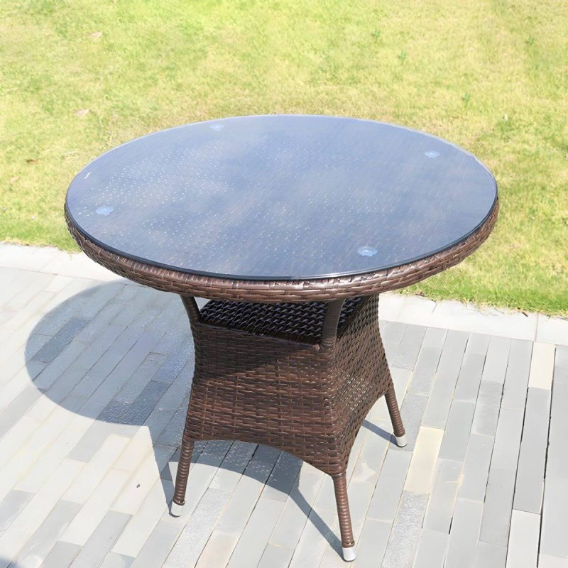 Rattan Esstisch Zeitgenössischer Außentisch mit Metallgestell - Nur Tisch 31.5"L x 31.5"B x 28"H