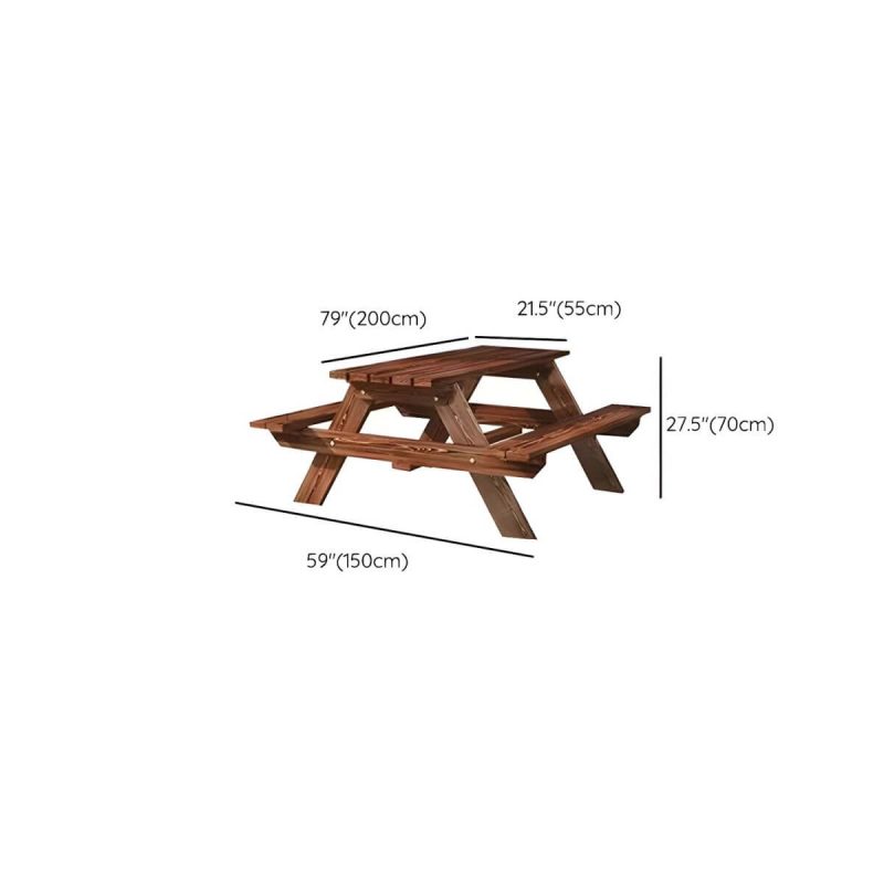 Dimension of Farmhouse Style Patio Table Outdoor Rectangular Wooden Camping Table - Table 79"L x 22"W x 28"H Table Only