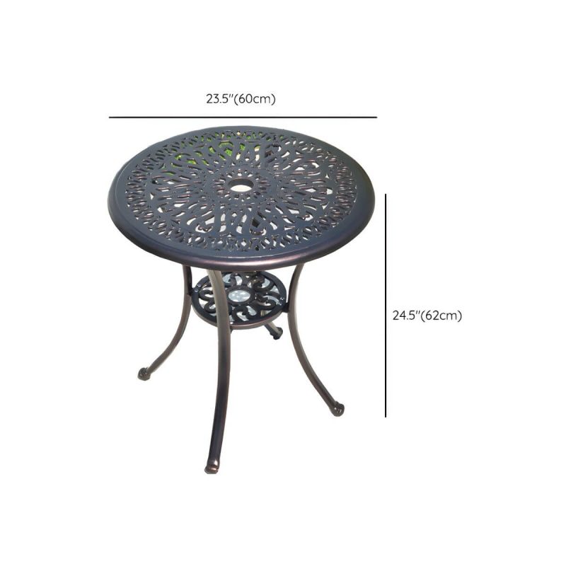 Dimension of Französischer Landhaus-Patio-Tisch im Freien Aluminiumrahmen Beistelltisch - Nur Tisch 24"L x 24"B x 24"H Braun