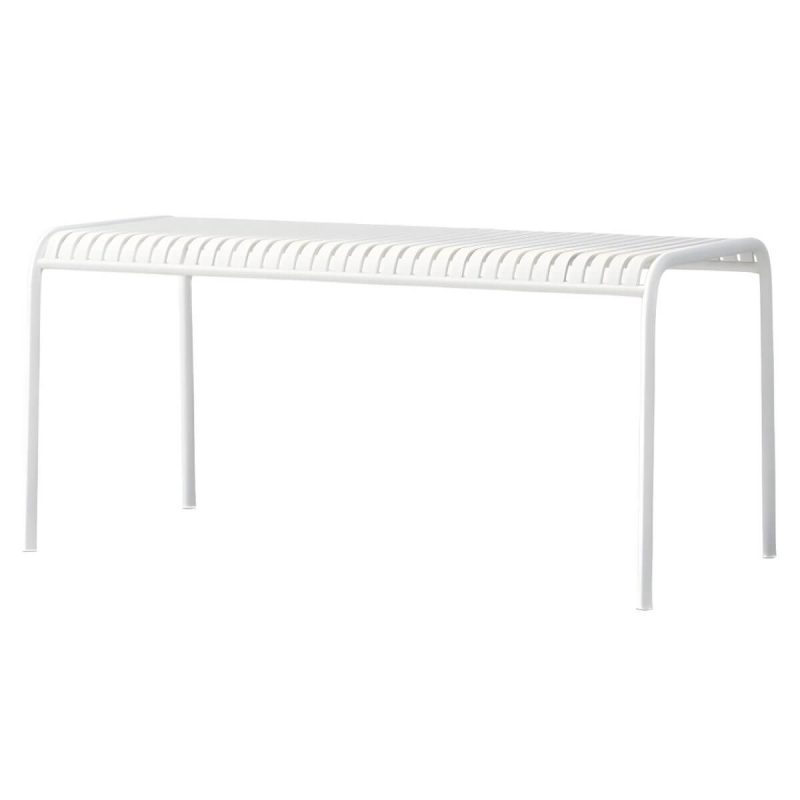 Moderner geometrischer wasserfester Hofeisentisch Gartentisch - Nur Tisch 70.9"L x 31.5"B x 29.5"H Weiß