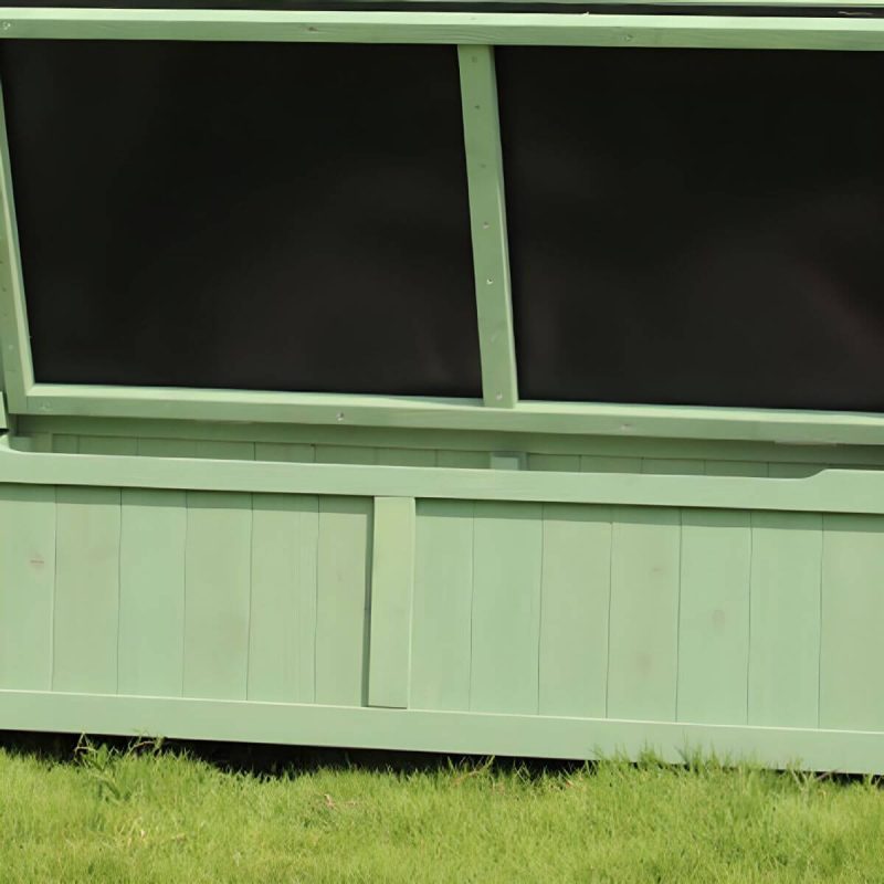 Skandinavische Outdoor-Sitzbank aus Massivholz in Hellgrün mit Stauraum 48,8" x 25,2" x 35" - Grün