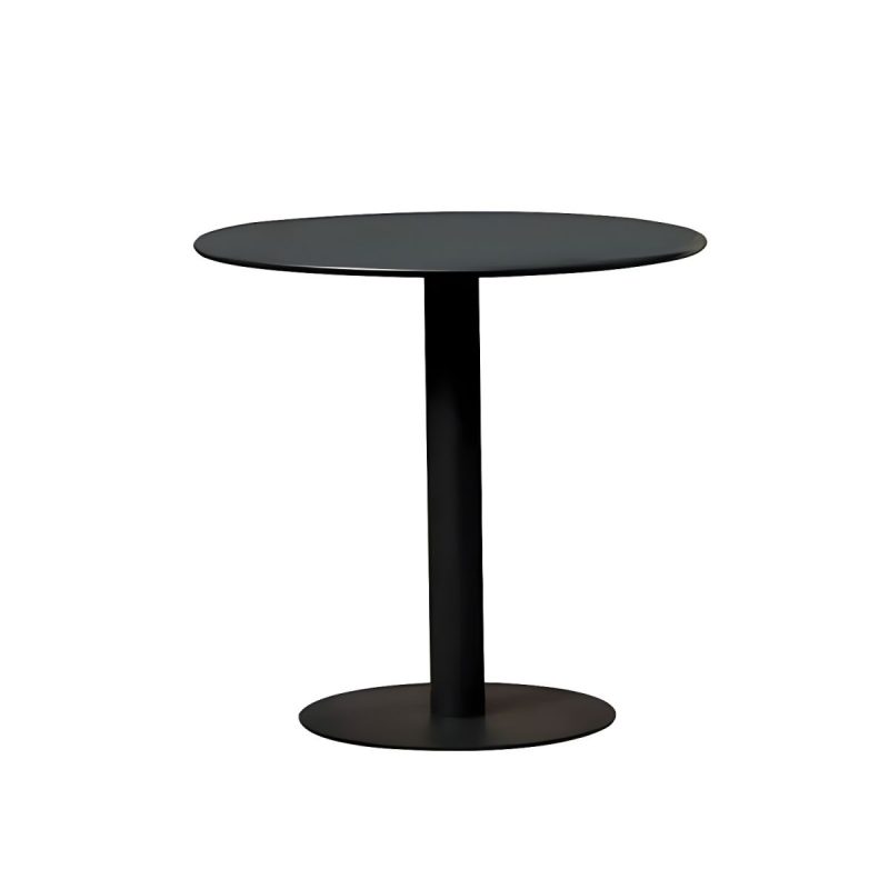 Moderner Stahl-Patio-Chattisch ohne Sonnenschirmloch für Outdoor-Treffen - Nur Tisch Schwarz Rund Metall