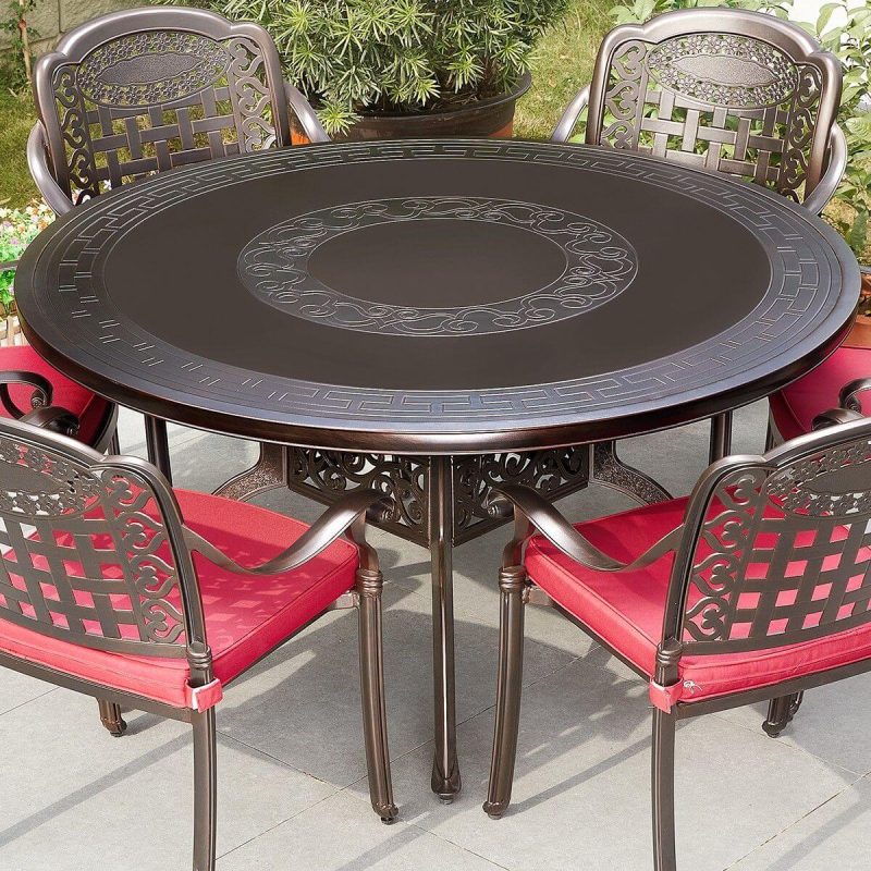 Storm Gray 5-teiliges modernes feuerfestes Legierungs-Outdoor-Esstisch-Set mit Stuhl & Tisch, 39.4"L x 39.4"B x 28.3"H, Tisch & 4 Stühlen