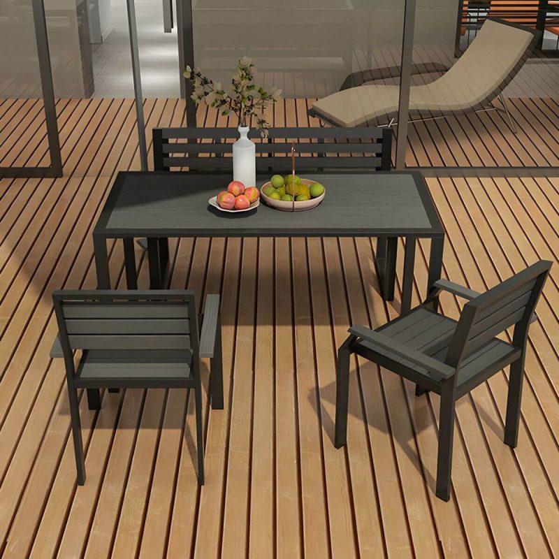 Zeitgenössischer Holz-Patio-Tisch wetterbeständig in rechteckiger/quadratischer Form - Braun 27,6"L x 27,6"B x 29,5"H Nur Tisch