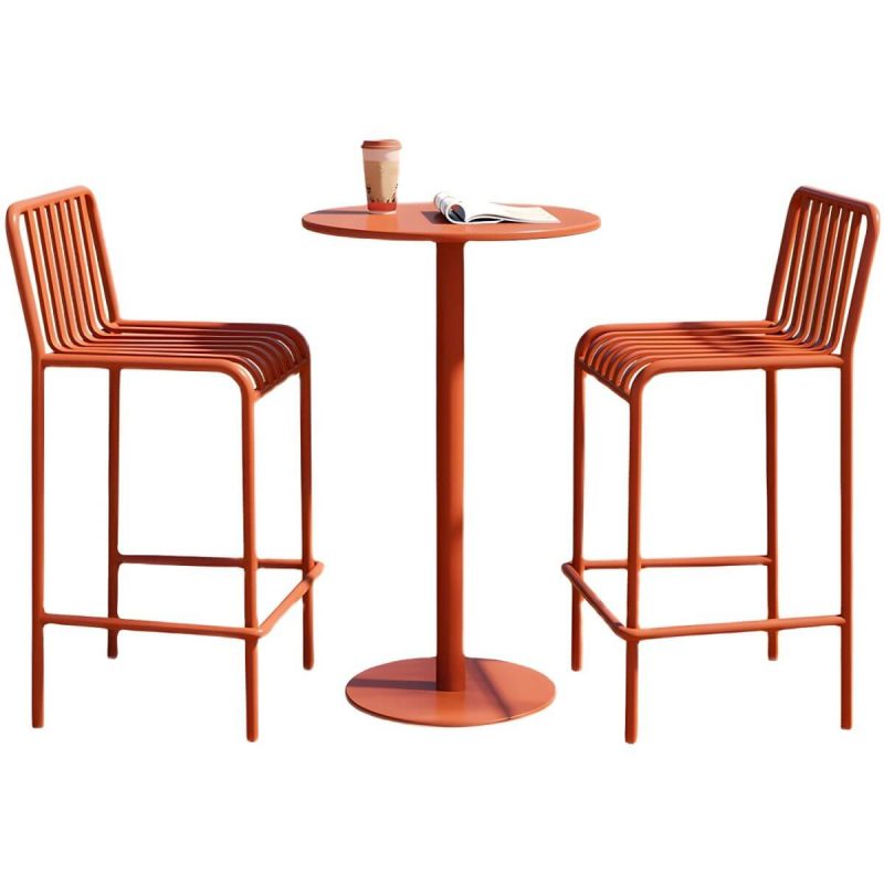 Outdoor-Tisch mit Sockelbasis Metalltisch - 24" B X 24" L X 41" H - Nur gelber Tisch
