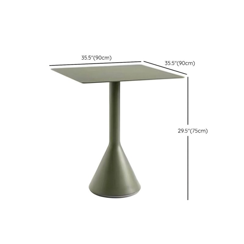 Dimension of Industrial Green Dining Table Metal Outdoor Table with Pedestal Base - 35.4"L x 35.4"W x 29.5"H Square Table Only