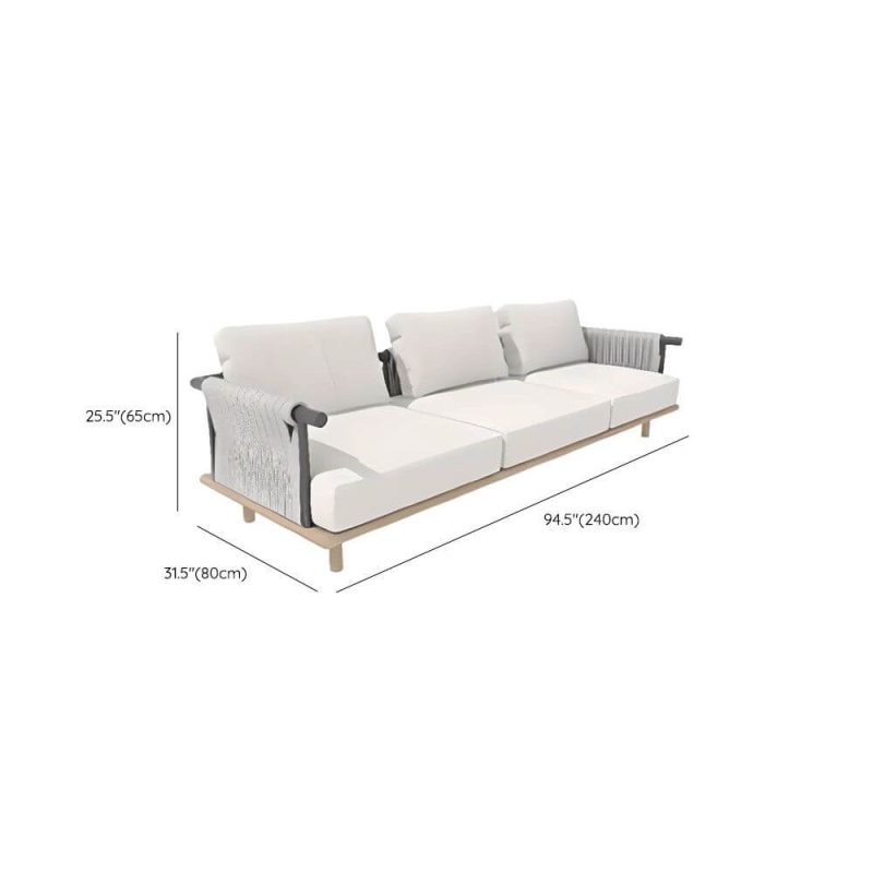 Dimension of Wood Color Teak Sofa, Waterproof, 3 People with Pillow, Trendy Cushion, 3-Seater Sofa