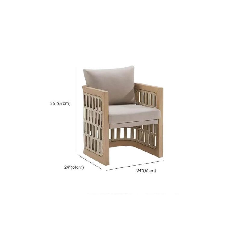 Dimension of Wood Color Teak Sofa, Waterproof for 1 with Pillow, Trendy Style and Cushion, 24"L x 24"W x 26"H