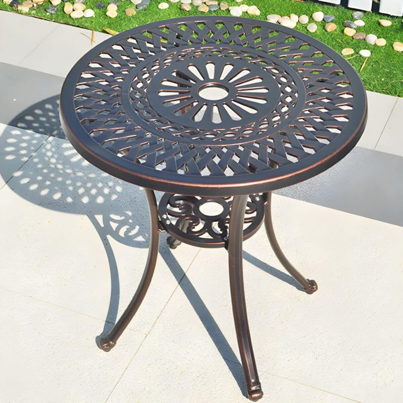 Französischer Landhaus-Patio-Tisch im Freien Aluminiumrahmen Beistelltisch - Nur Tisch 19,7"L x 19,7"B x 23,5"H Orange/Braun