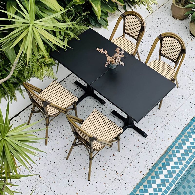 21" Breiter Tropischer Outdoor-Stuhl Rattan Armlehnen Esszimmer Seitenstuhl - Grün/ Weiß 2-teiliges Set