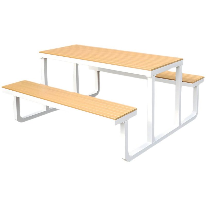 Zeitgenössischer unbehandelter rechteckiger Picknicktisch UV-beständiger Picknicktisch - 47"L x 69"B x 29"H Sonnenschirmloch enthalten Nur Aluminiumtisch