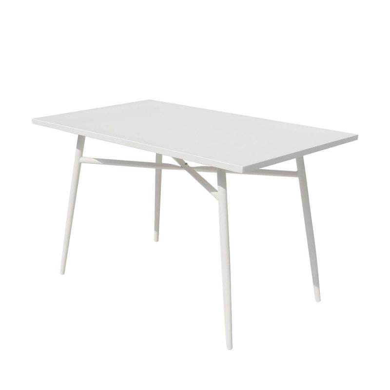 Zeitgenössischer Esstisch Weißer Outdoor-Tisch mit Metallgestell - Weiß Rechteckig 47"L x 28"B x 28"H Tisch nur
