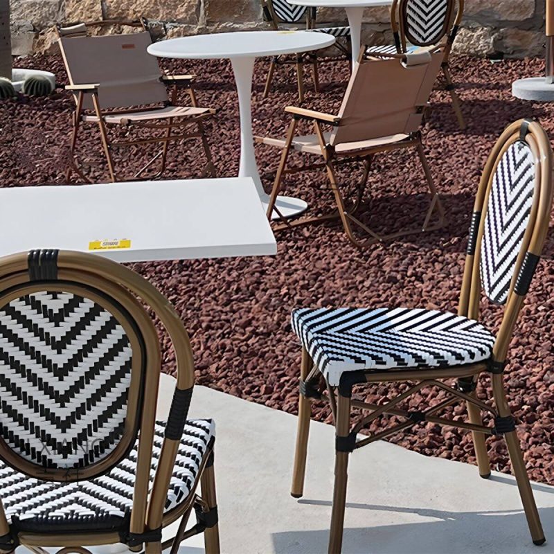 Moderner Stahl-Patio-Chattisch ohne Sonnenschirmloch für Outdoor-Treffen - Nur Tisch Weiß Rund Metall