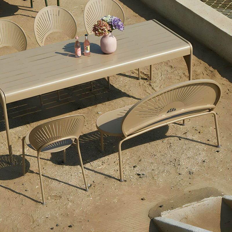 Wasserfeste Parkbank im skandinavischen Stil mit Aluminium-Sitzfläche und Rückenlehne - Gelb 160 x 55 x 82 cm